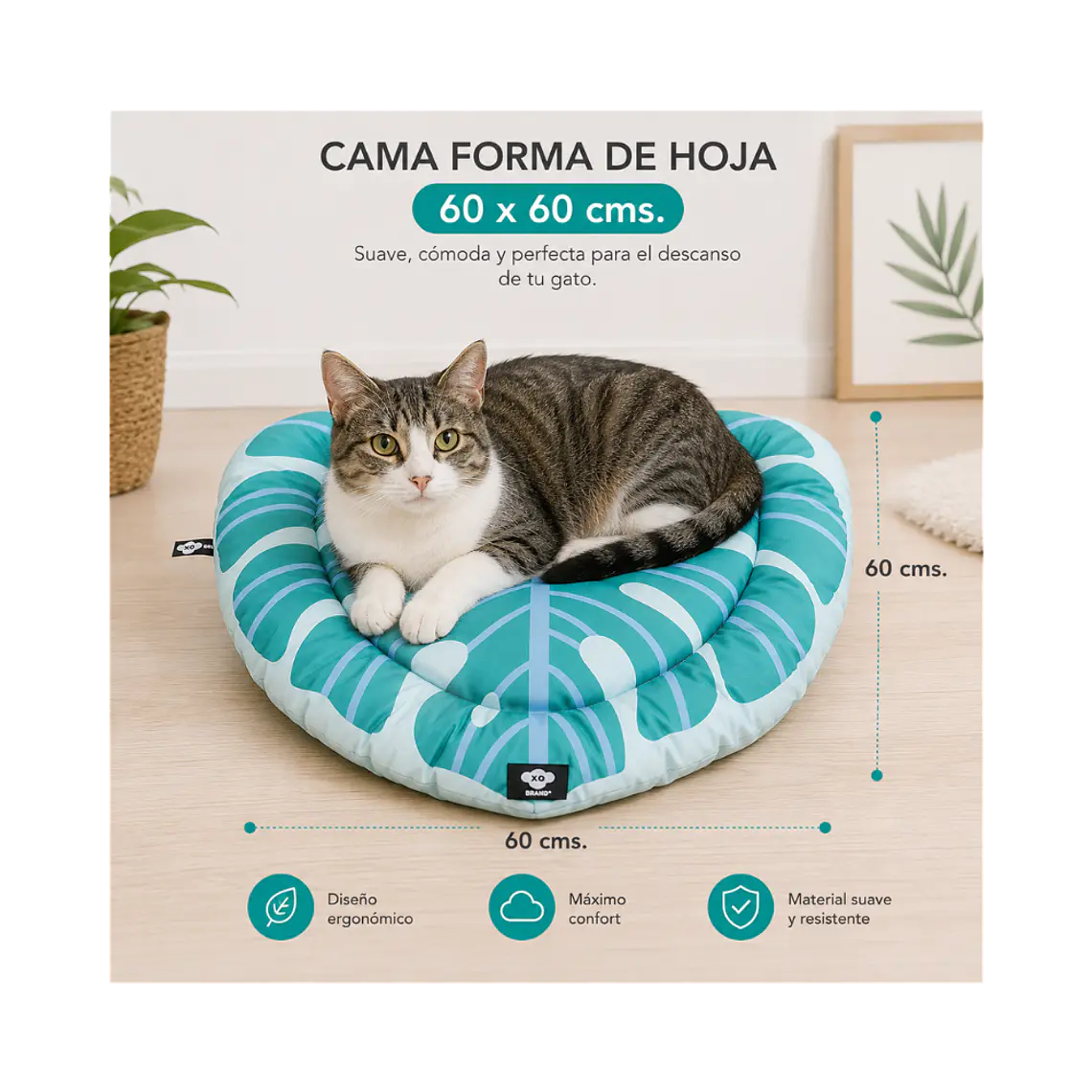 Cama Acolchada Forma de Hoja 60 x 60 cm - YF110667 2