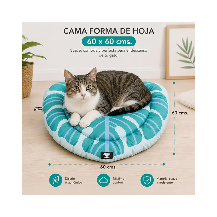 Cama Acolchada Forma de Hoja 60 x 60 cm - YF110667 2