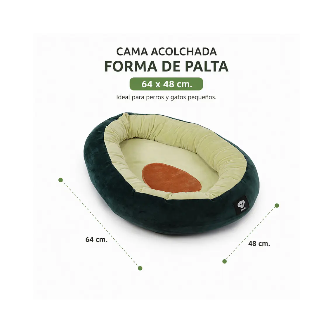 Cama Acolchada Forma de Palta  64 x 48 cm - YF110701 1