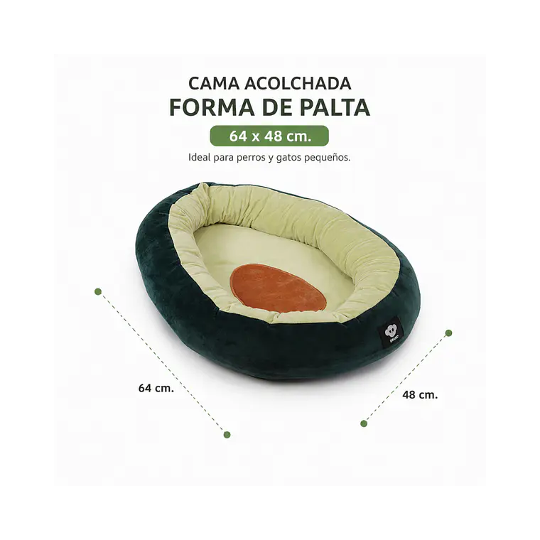 Cama Acolchada Forma de Palta  64 x 48 cm - YF110701 1