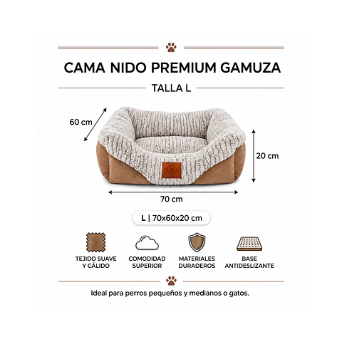 Cama Acolchada Cafe-Gris Grande - QS-FW2218L