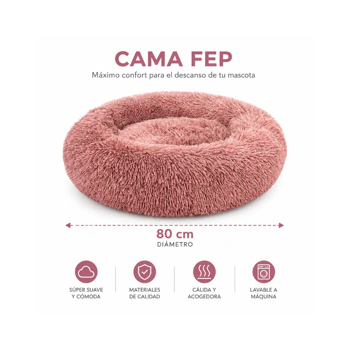 Cama Circular de Felpa Antiestres 80cm - FEP80 1