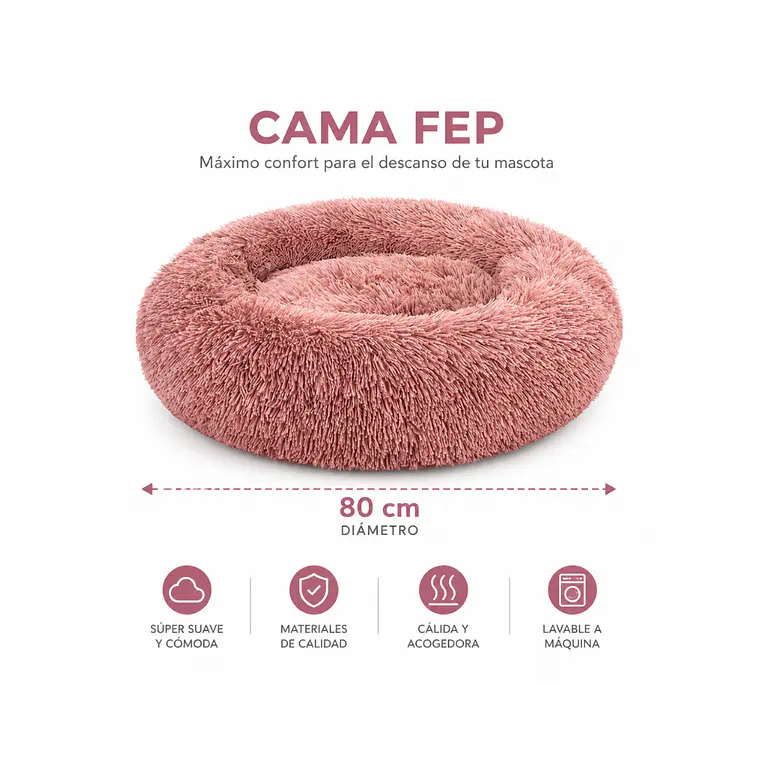 Cama Circular de Felpa Antiestres 80cm - FEP80 1