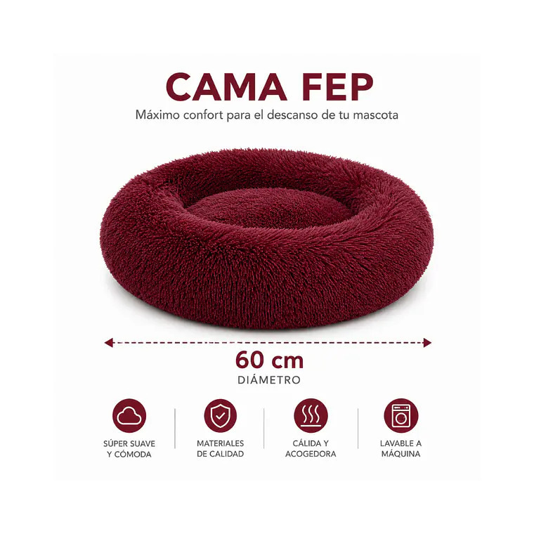 Cama Circular de Felpa Antiestres 60cm - FEP60 1
