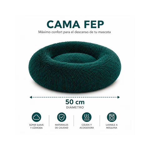 Cama Circular de Felpa Antiestres 50cm - FEP50