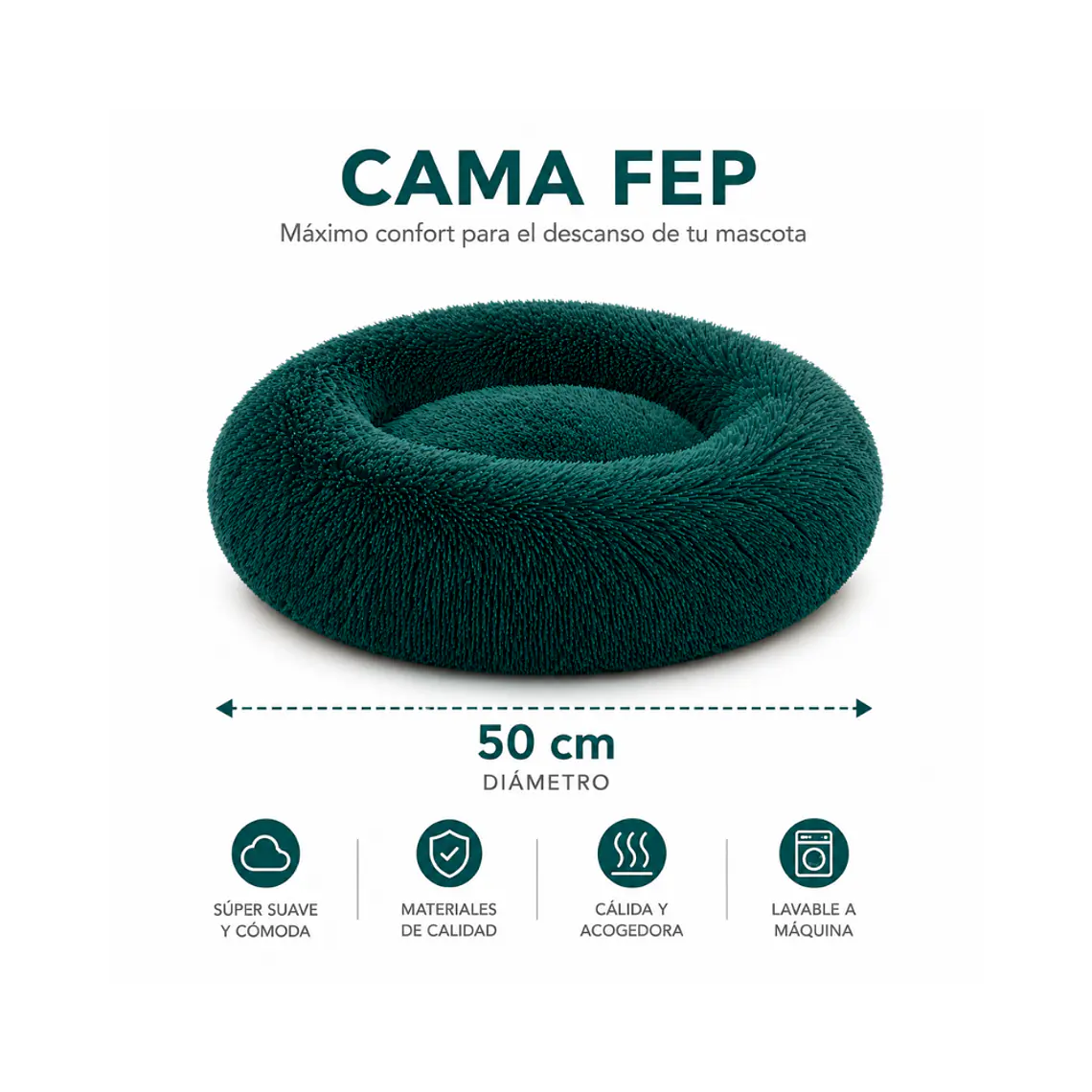 Cama Circular de Felpa Antiestres 50cm - FEP50 1