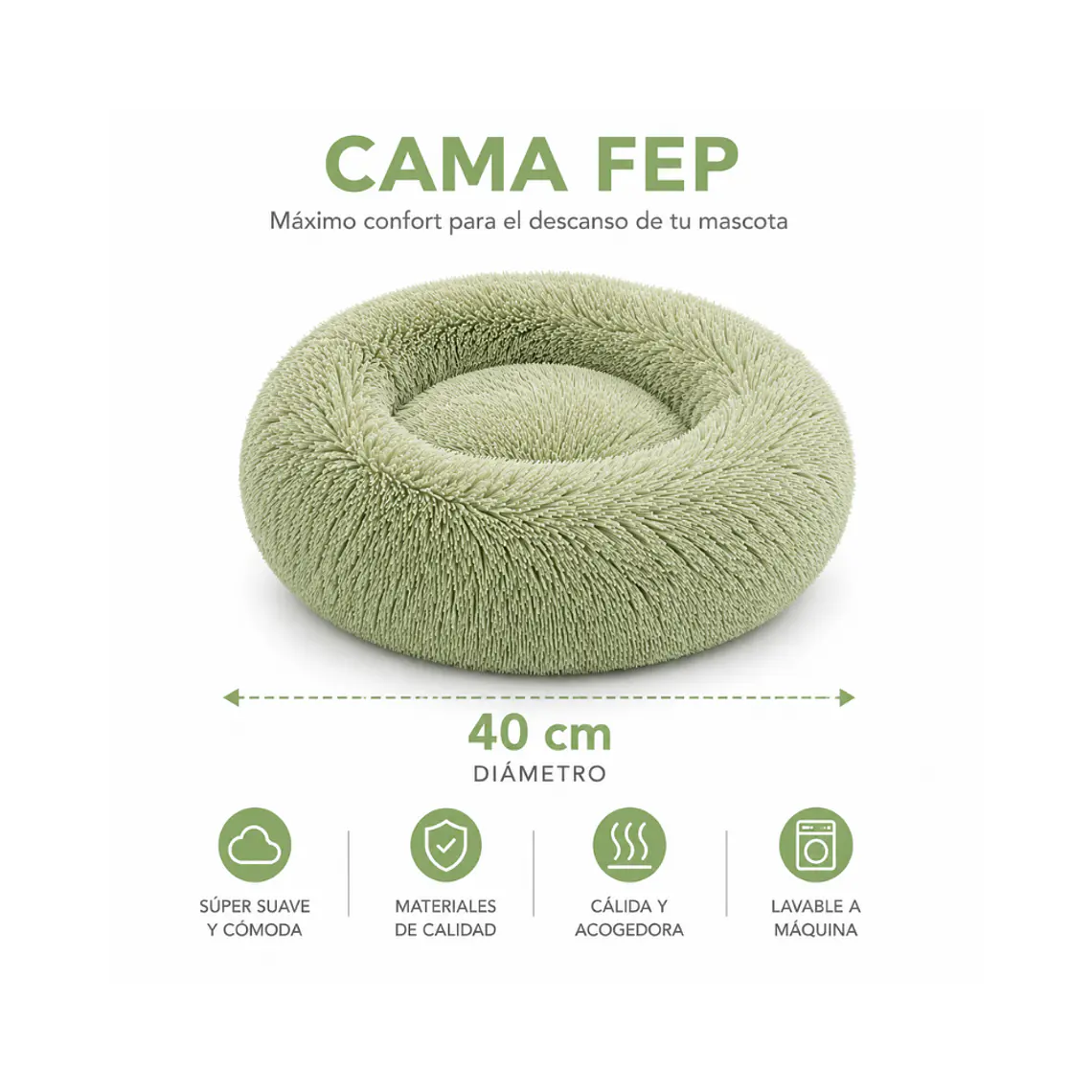 Cama Circular de Felpa Antiestres 40cm - FEP40 1