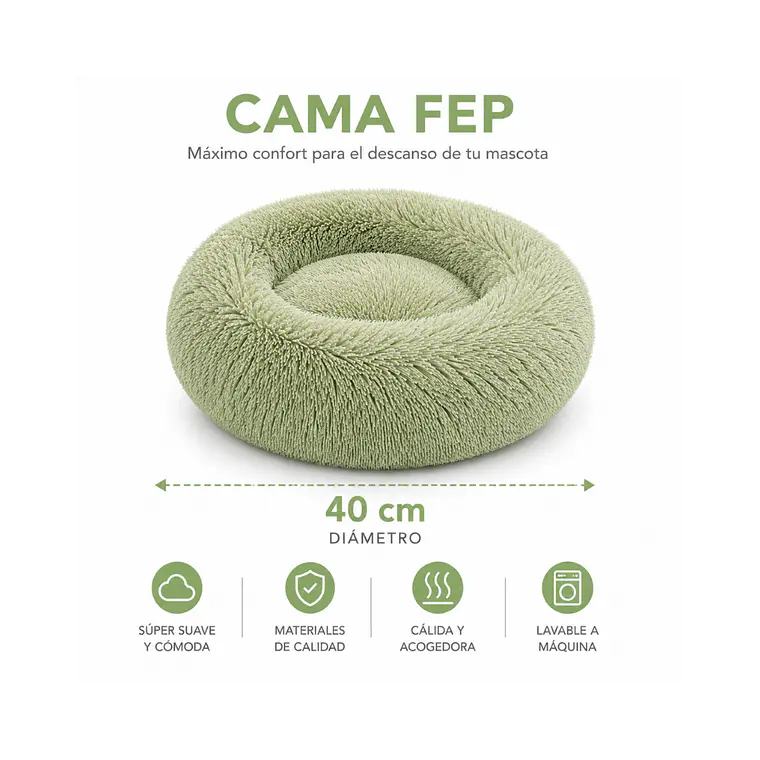 Cama Circular de Felpa Antiestres 40cm - FEP40 1
