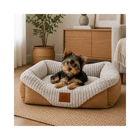 Cama Acolchada Cafe-Gris Pequeña - QS-FW2218S