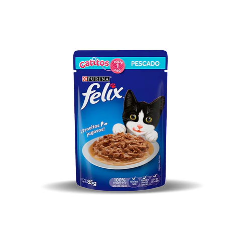 Sachet Felix Kitten Trocitos de Pescado en Salsa - 85gr