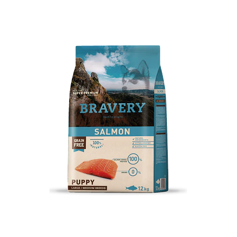 Alimento Bravery Perro Puppy Large Salmon - 12kg