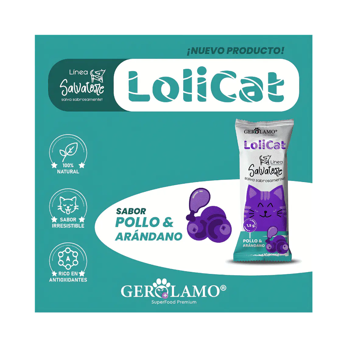 Paleta Para Gatos Lolicat Pollo y Arandano - 1.5gr 2
