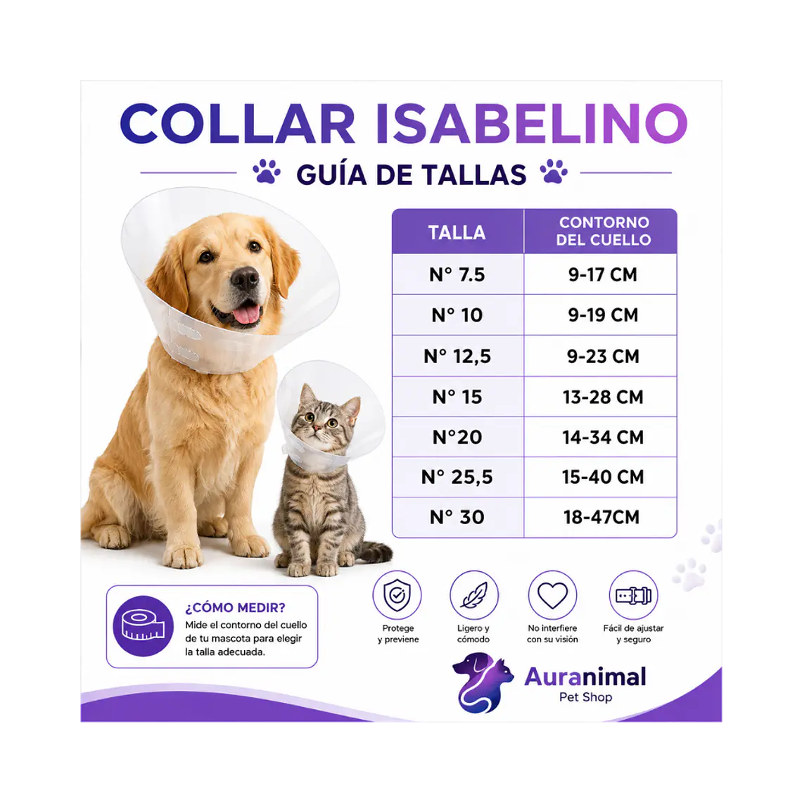 Collar Isabelino Para Mascotas 15cm  2