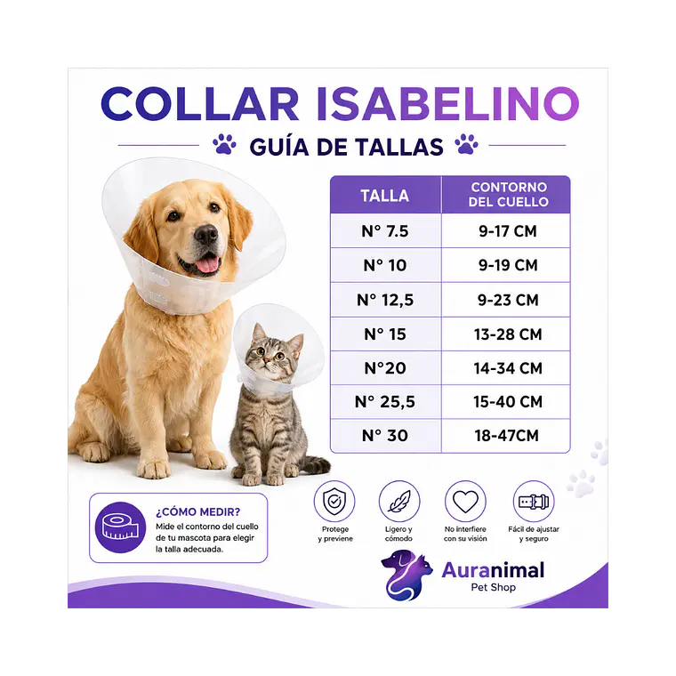 Collar Isabelino Para Mascotas 25cm  2