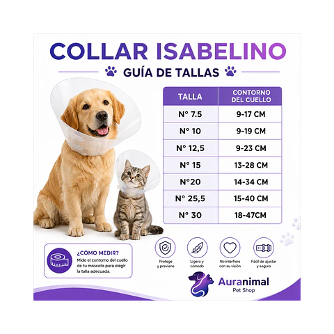 Collar Isabelino Para Mascotas 30cm 