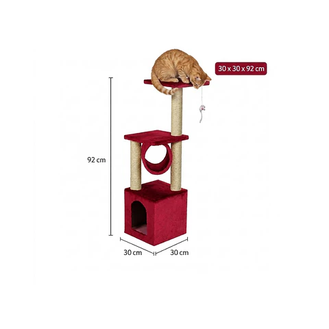 Rascador Para Gatos Diseño Torre Rojo - KF8005BR
