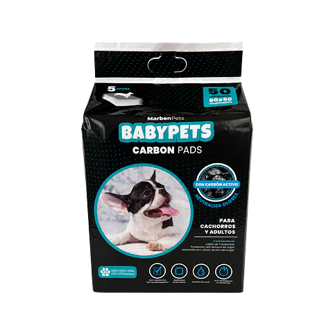 Sabanilla Baby Pets Carbón Pads 50 unidades -60 x 60cm
