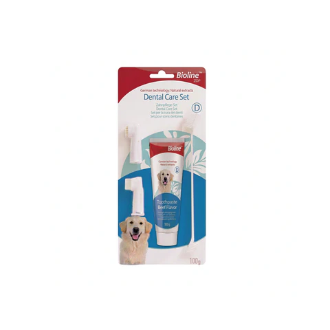 Set Bioline de Higiene Dental Para Perros Sabor Carne