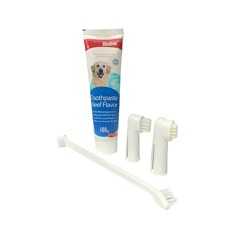 Set Bioline de Higiene Dental Para Perros Sabor Carne