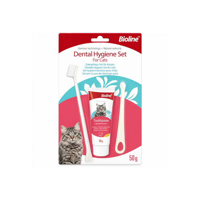 Set Bioline de Higiene Dental Para Gatos Sabor Queso 1