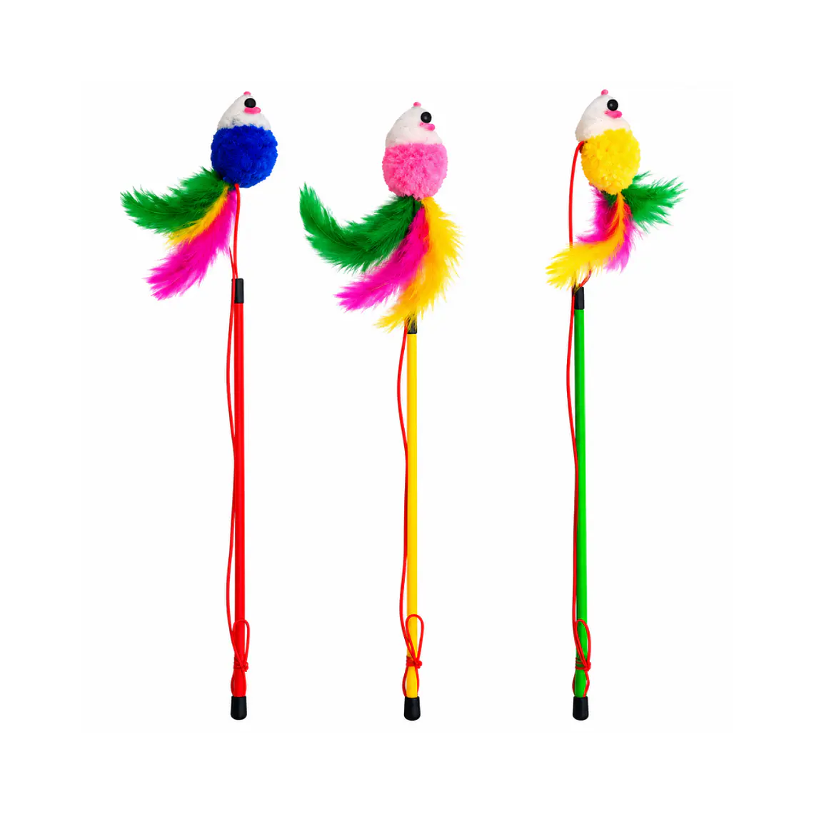 Varilla Para Gatos Ratón de Colores con Cascabel - 30CM 1