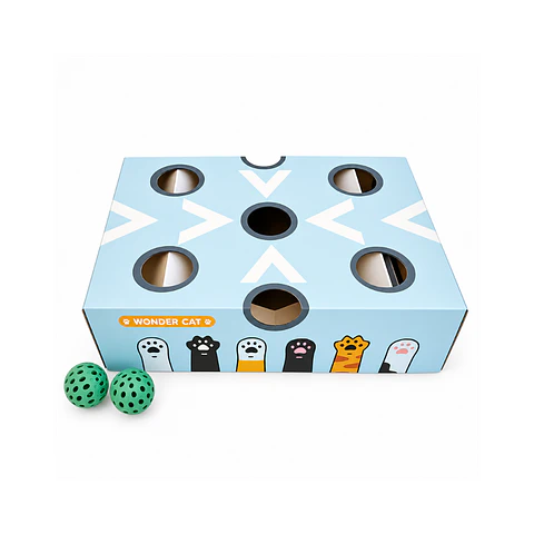 Caja Interactiva con Pelotas de Cascabel para Gatos
