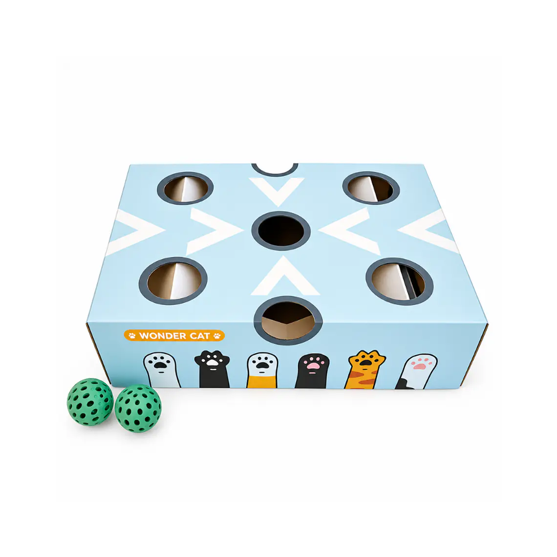 Caja Interactiva con Pelotas de Cascabel para Gatos 1