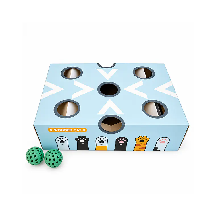 Caja Interactiva con Pelotas de Cascabel para Gatos 1