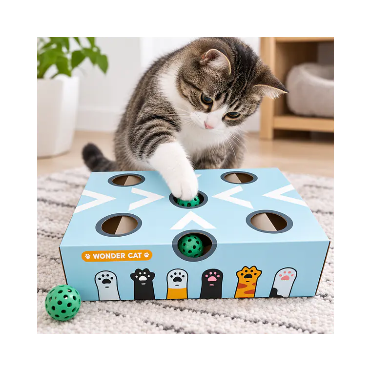 Caja Interactiva con Pelotas de Cascabel para Gatos 2