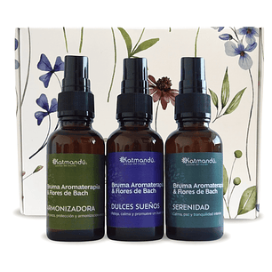 Katmandú Pack Mini Brumas Aromaterapia y Flores de Bach Armonizadora / Dulces Sueños / Serenidad 30 ml c/u