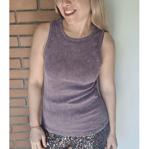 Polera Basica Jacinta GRIS y ROJO