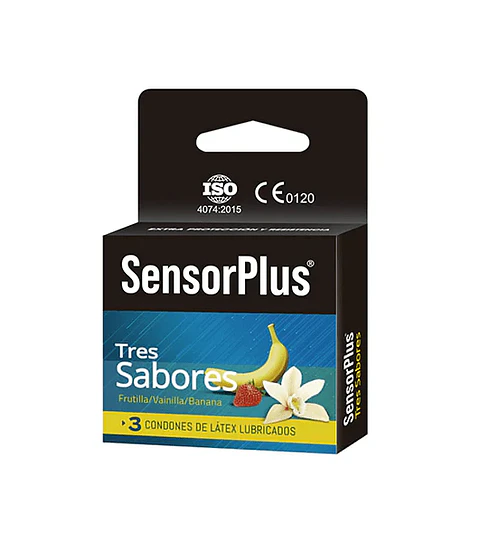 Preservativo Sensor Plus Tres sabores 3 unids.