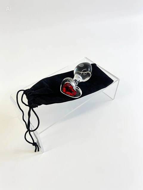Plug de Cristal Corazón M 8cm con Funda