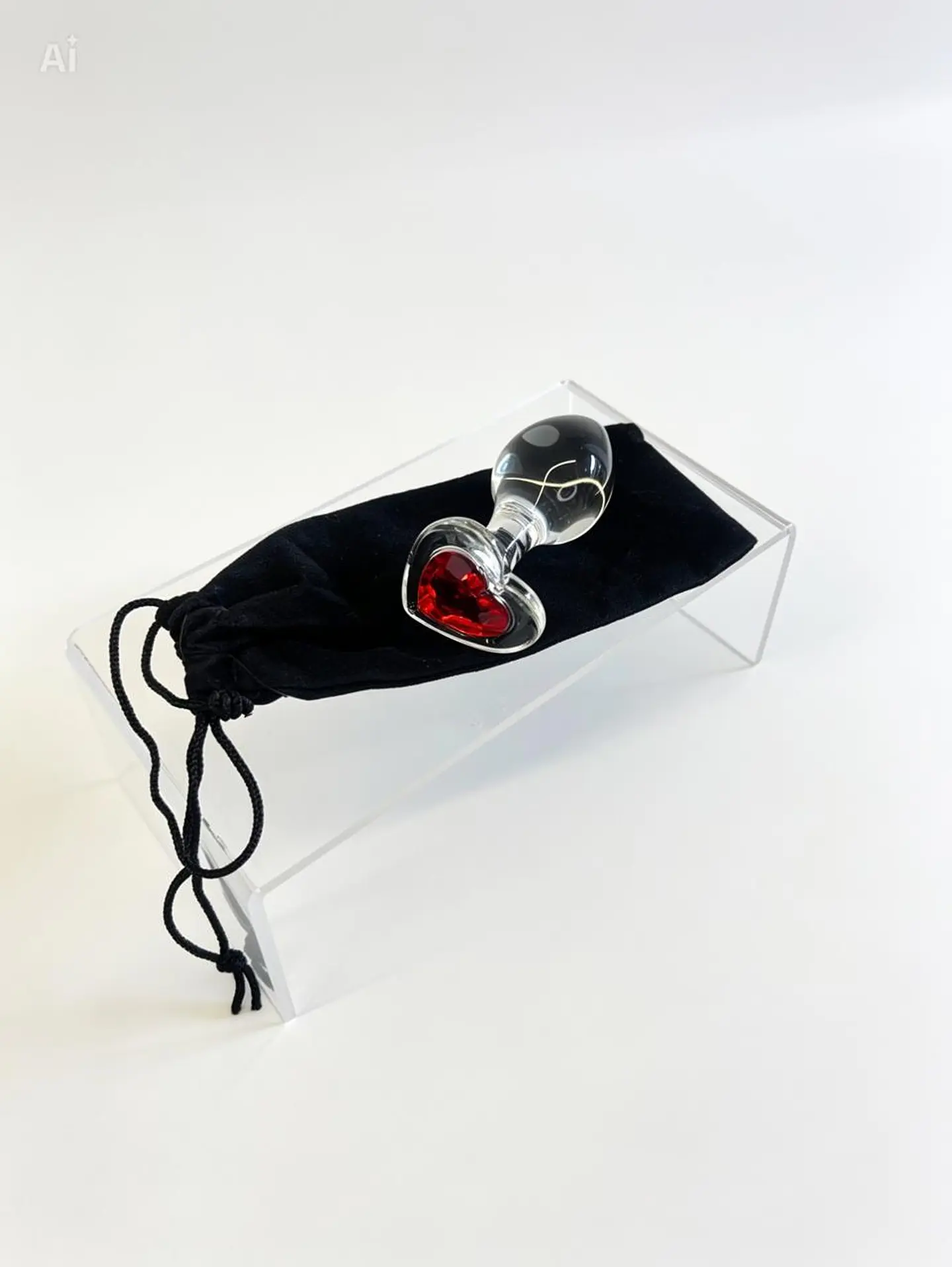 Plug de Cristal Corazón M 8cm con Funda 1
