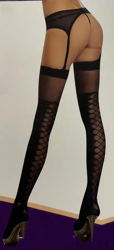 Medias Con Portaligas Red Negro