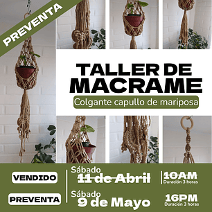 Taller de macramé - Colgante capullo de mariposa