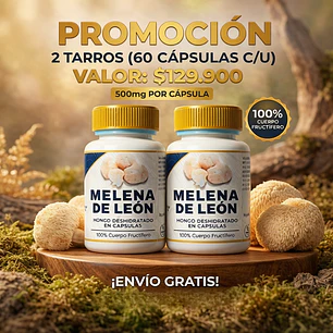 Pack Promocional - 4 Tarros de melena de leon x 60 Capsulas c/u - 240 capsulas en total+ OBSEQUIO