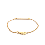 Pulsera De Oro Amarillo 18K Groumet Con Placa Rectangular 