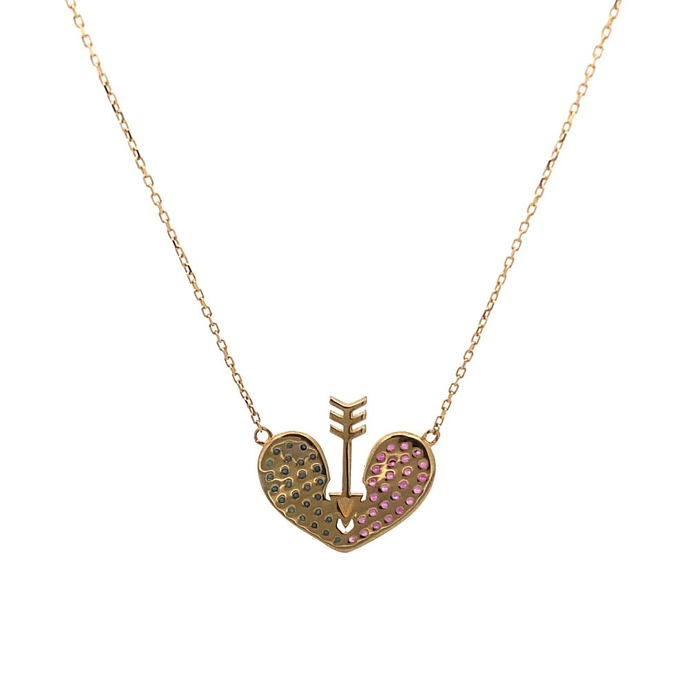 Cadena De Oro Amarillo 18K Limada Con Colgante Corazón 