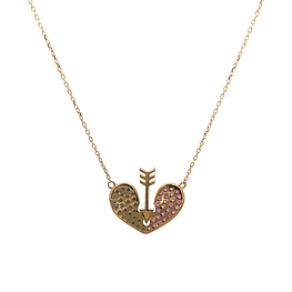 Cadena De Oro Amarillo 18K Limada Con Colgante Corazón 