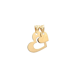 Colgante De Oro Amarillo 18K Doble Corazón 