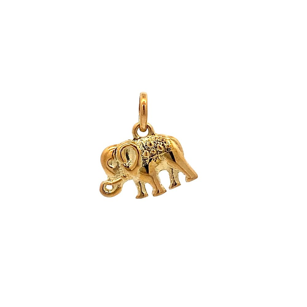 Colgante De Oro Amarillo 18K Elefante Tallado