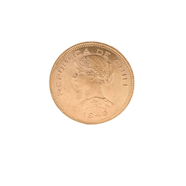 Moneda De Oro Nacional 21K 100 Pesos Chile Año 1946