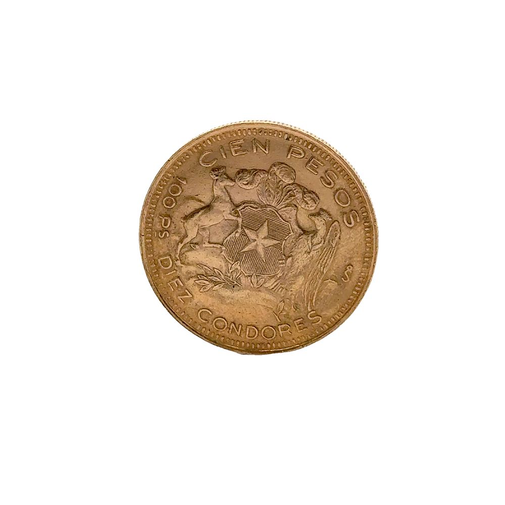 Moneda De Oro Nacional 21K 100 Pesos Chile Año 1951