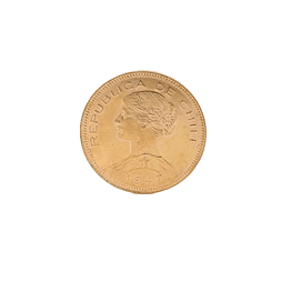 Moneda De Oro Nacional 21K 100 Pesos Chile Año 1947
