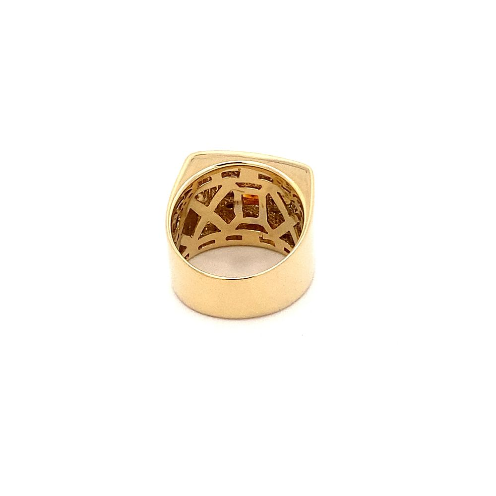 Anillo De Oro Amarillo 18K Sello Con Diamantes Y Piedras 