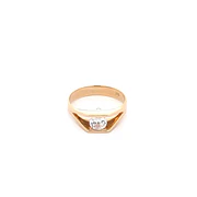 Anillo De Oro Amarillo 18K Solitario Calado Con Piedra 