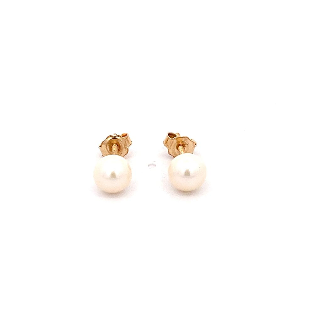 Aros De Oro Amarillo 18K Casquillo De Perla