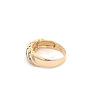 Anillo De Oro Amarillo 14K Bombé Con Diamantes