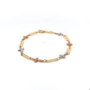 Pulsera De Tres Oro 18K Cruces Con Rectangulares 
